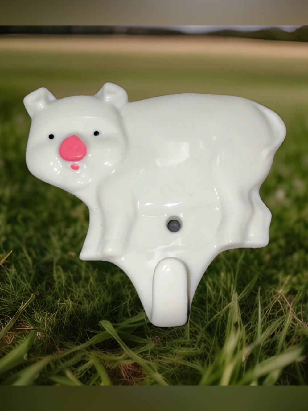 Vtg Takahashi San Francisco Ceramic Pig Wall Hook White Pink Farmhouse Japan